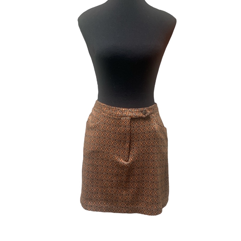 579 Brown Geometric Mini Skirt GUC S